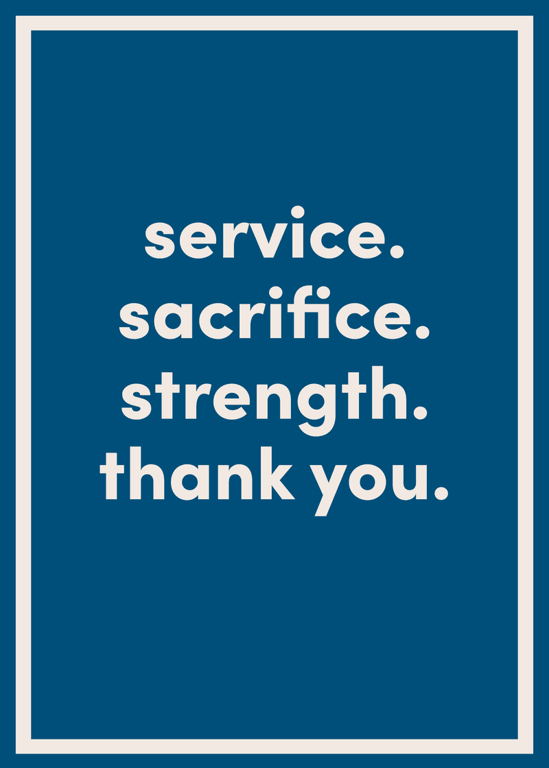 Thank You For Your Sacrifice Greeting Card I4