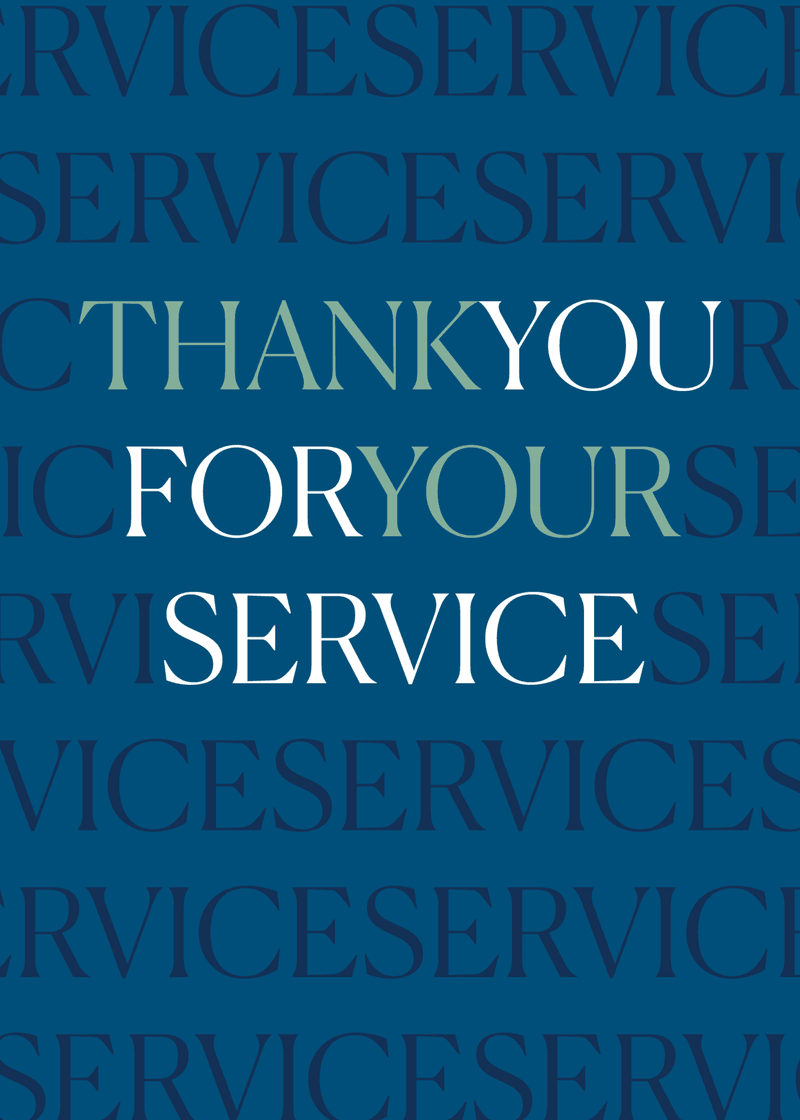 Thank You For Your Service Greeting Card V6