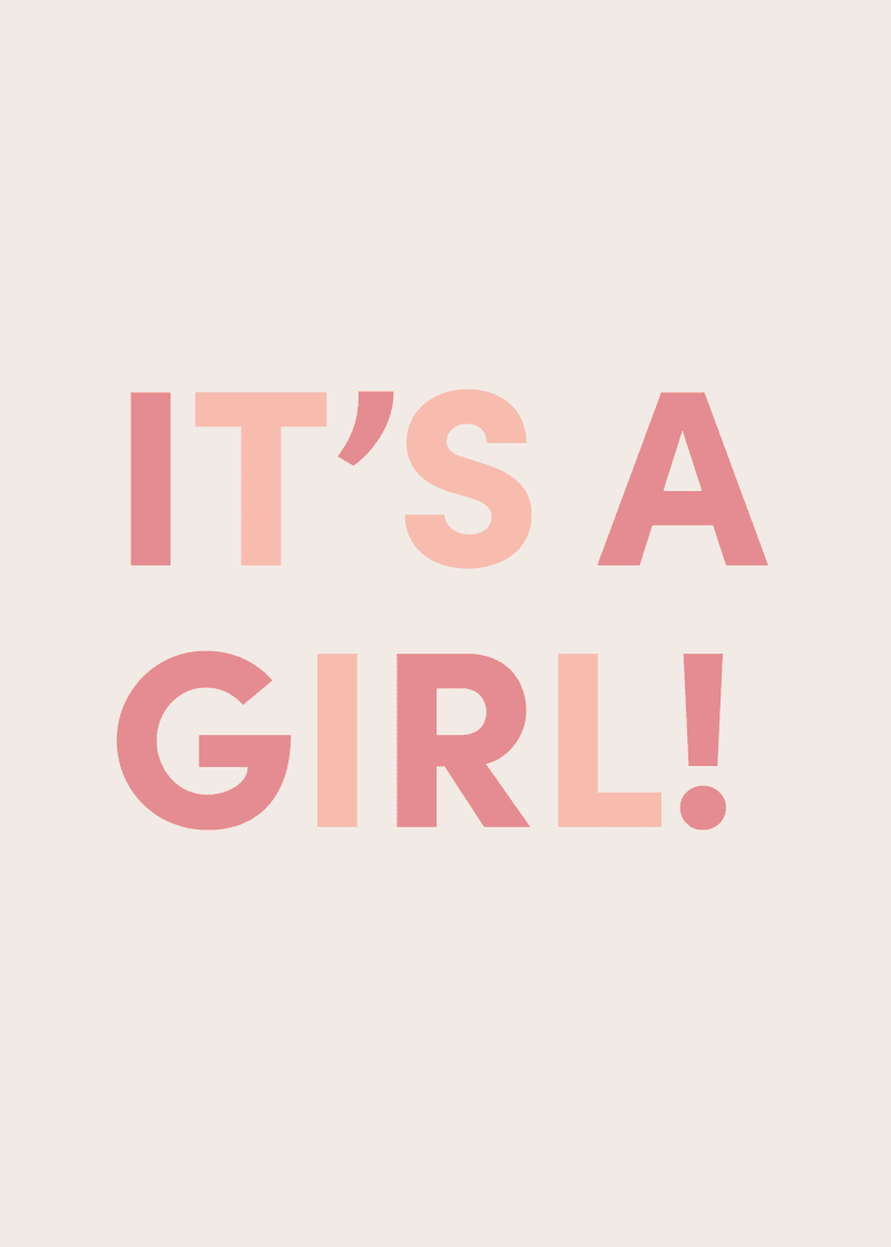 It's A Girl Greeting Card X6